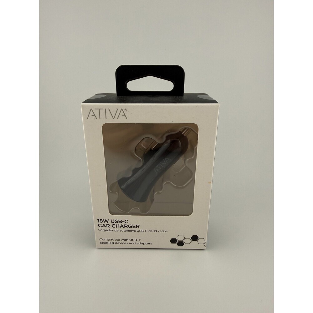 NEW Ativa 45867 Black 12V b18W USB-C Car Charger Fast Charging Adapter Universal